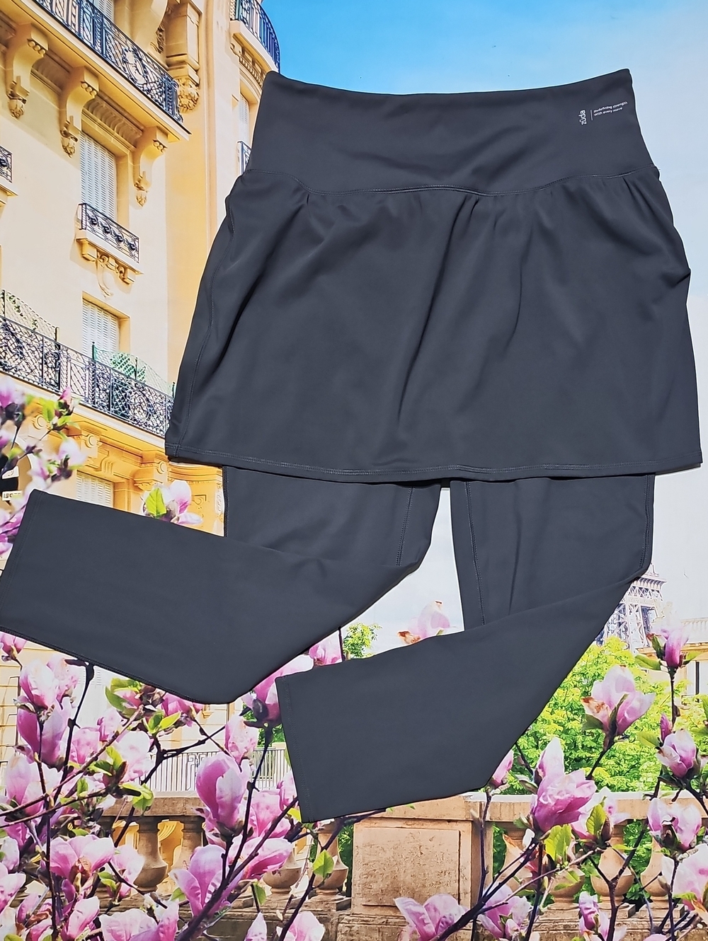 Zuda Z-Move Cropped High Waist Skirted Leggings Gray Size Medium